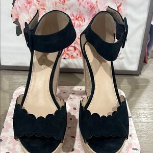 Pelle Moda Black Wedge Shoes Elegant Design